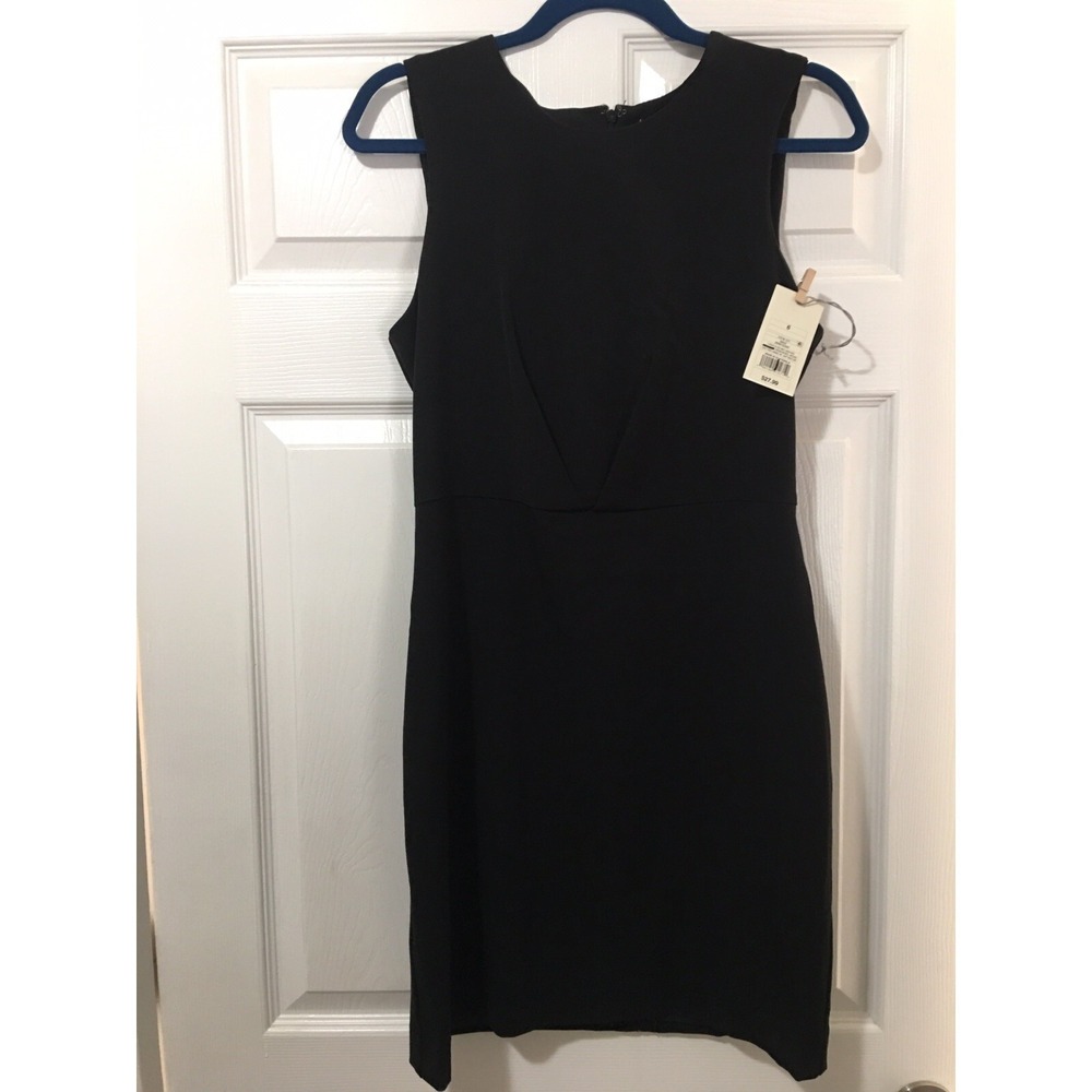 A‎ New Day Womans Dress Size 2 Sheath Black Front Pleats Back Zipper Lined